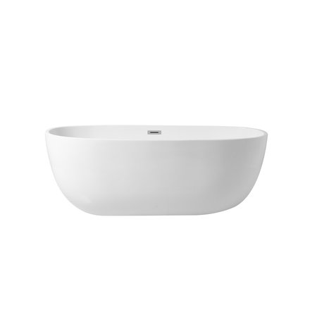 ELEGANT DECOR 67 Inch Soaking Roll Top Bathtub In Glossy White BT10767GW